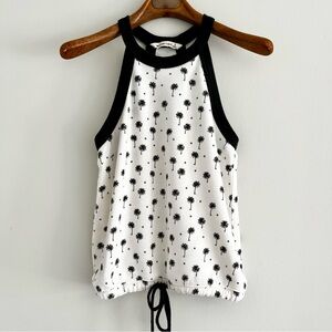 Abercrombie Racerback Palm-Print Drawstring Tank Top - Black & White